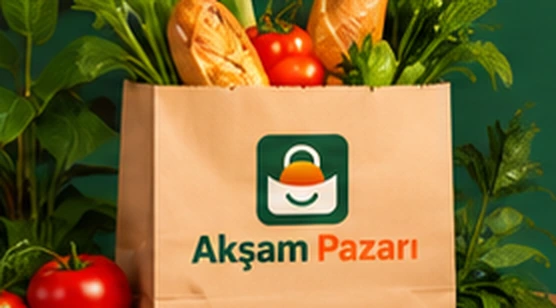 Taze ekmek ve sebze dolu Akşam Pazarı kâğıt poşeti